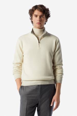 White zip-up wool and cashmere turtleneck - CORNELIANI